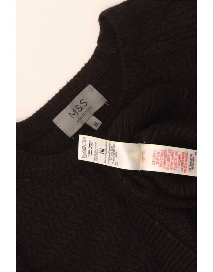 Marks & Spencer Męski sweter z okrągłym dekoltem XL, brązowy, akrylowy