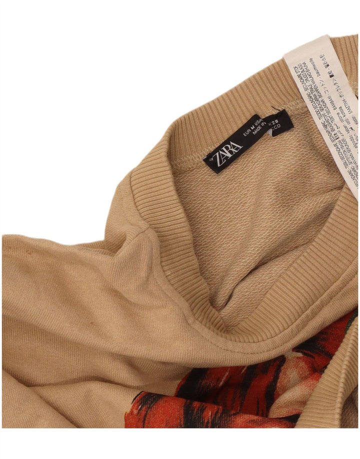 Damski sweter oversize z grafiką ZARA, UK 14, średni beż