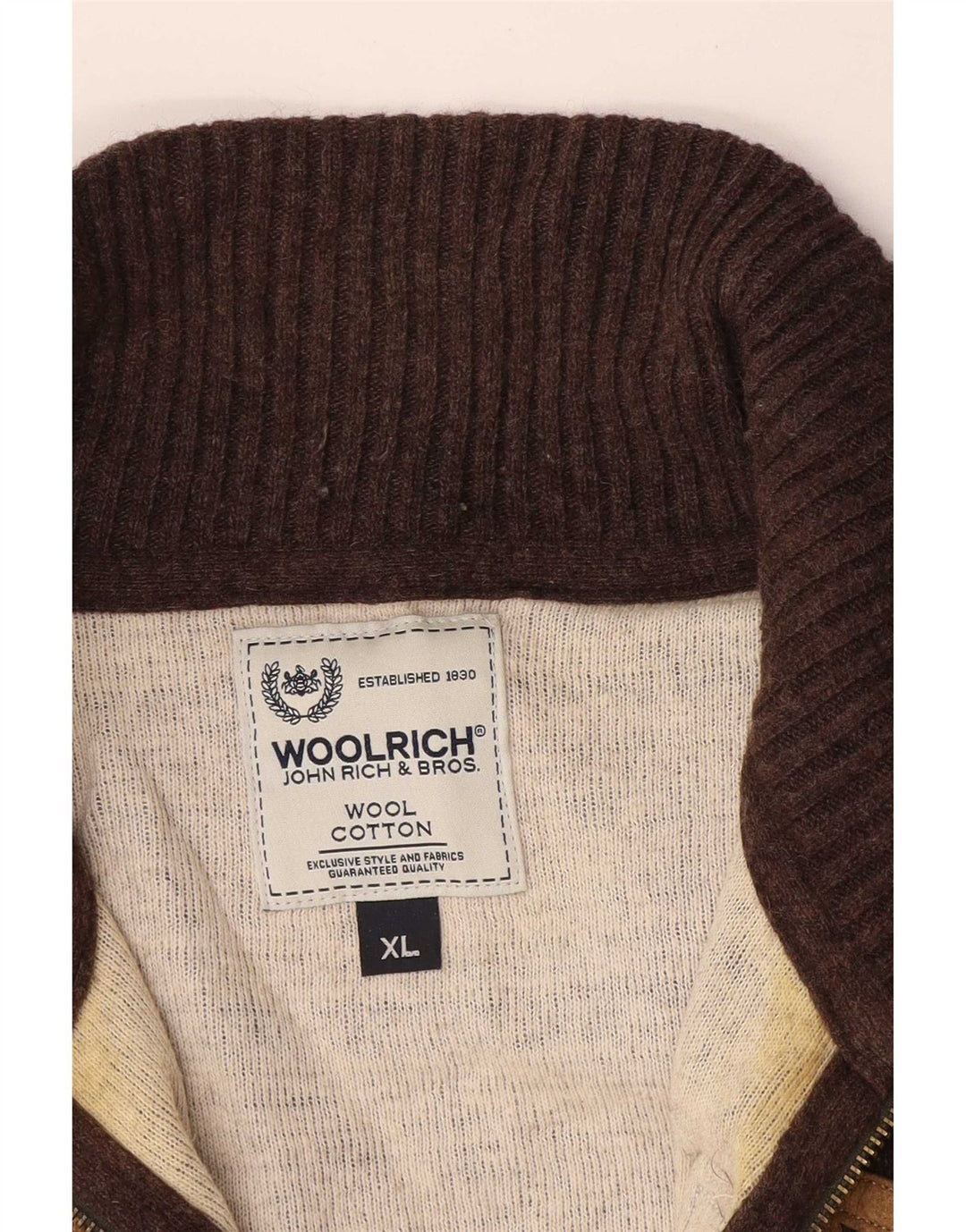 Woolrich Męski sweter z grafiką XL, brązowa wełna