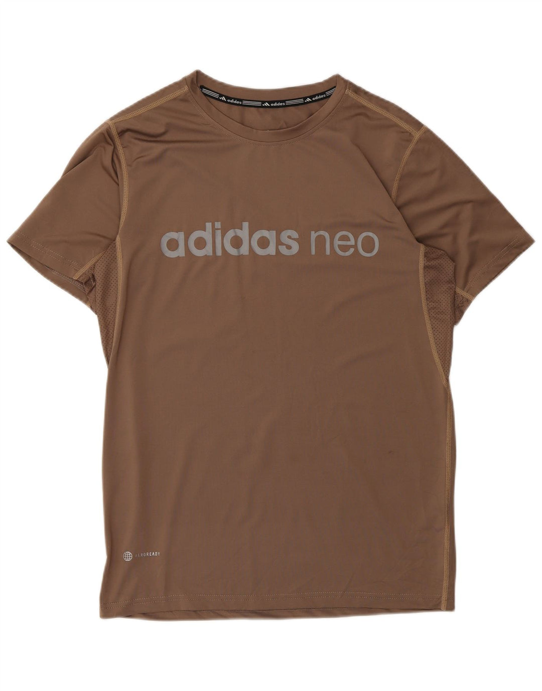 Męska koszulka Adidas Aeroready z grafiką, duża, brązowa, poliestrowa