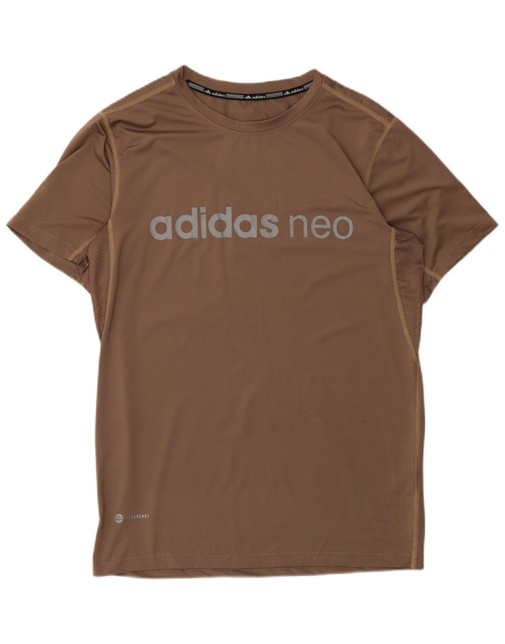 Męska koszulka Adidas Aeroready z grafiką, duża, brązowa, poliestrowa