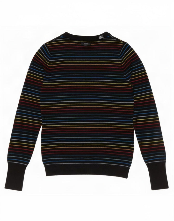 Damski sweter Lacoste z dekoltem w kształcie litery V, rozmiar 38, średnie, wielokolorowe paski