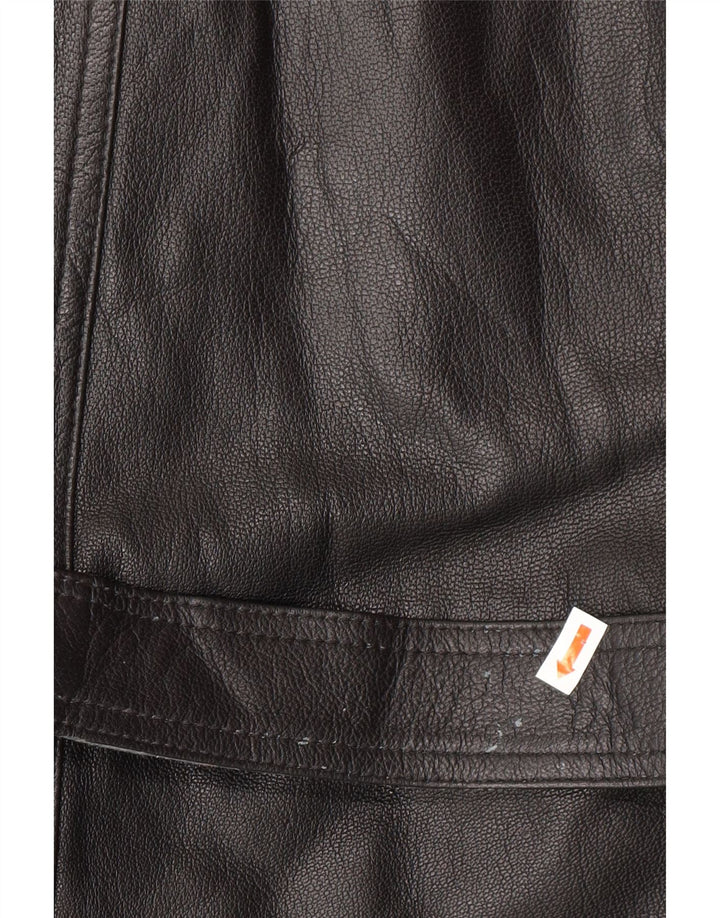 Męski płaszcz skórzany VINTAGE IT 52 XL Czarna skóra