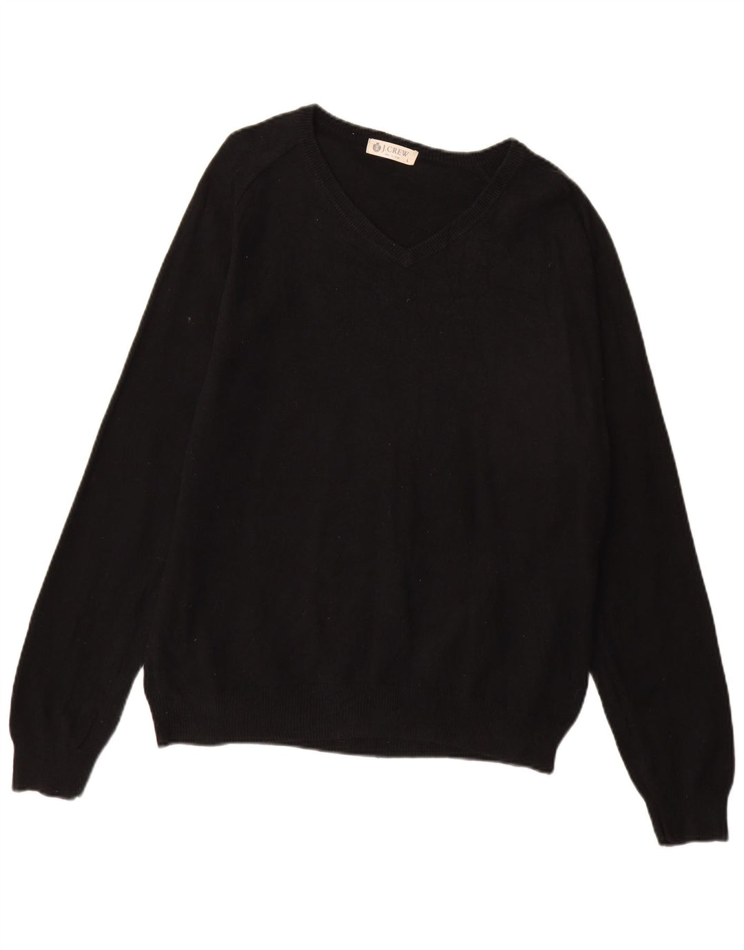 J. Crew Męski sweter z dekoltem w kształcie litery V, duży, czarny, bawełniany