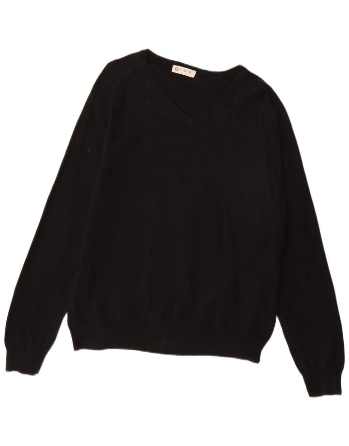 J. Crew Męski sweter z dekoltem w kształcie litery V, duży, czarny, bawełniany
