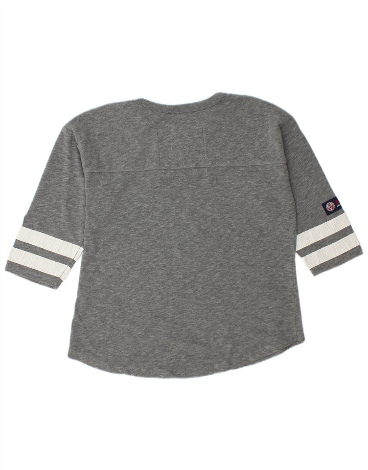 Damski top graficzny Superdry z rękawem 3/4, UK 14, średnioszary, bawełniany
