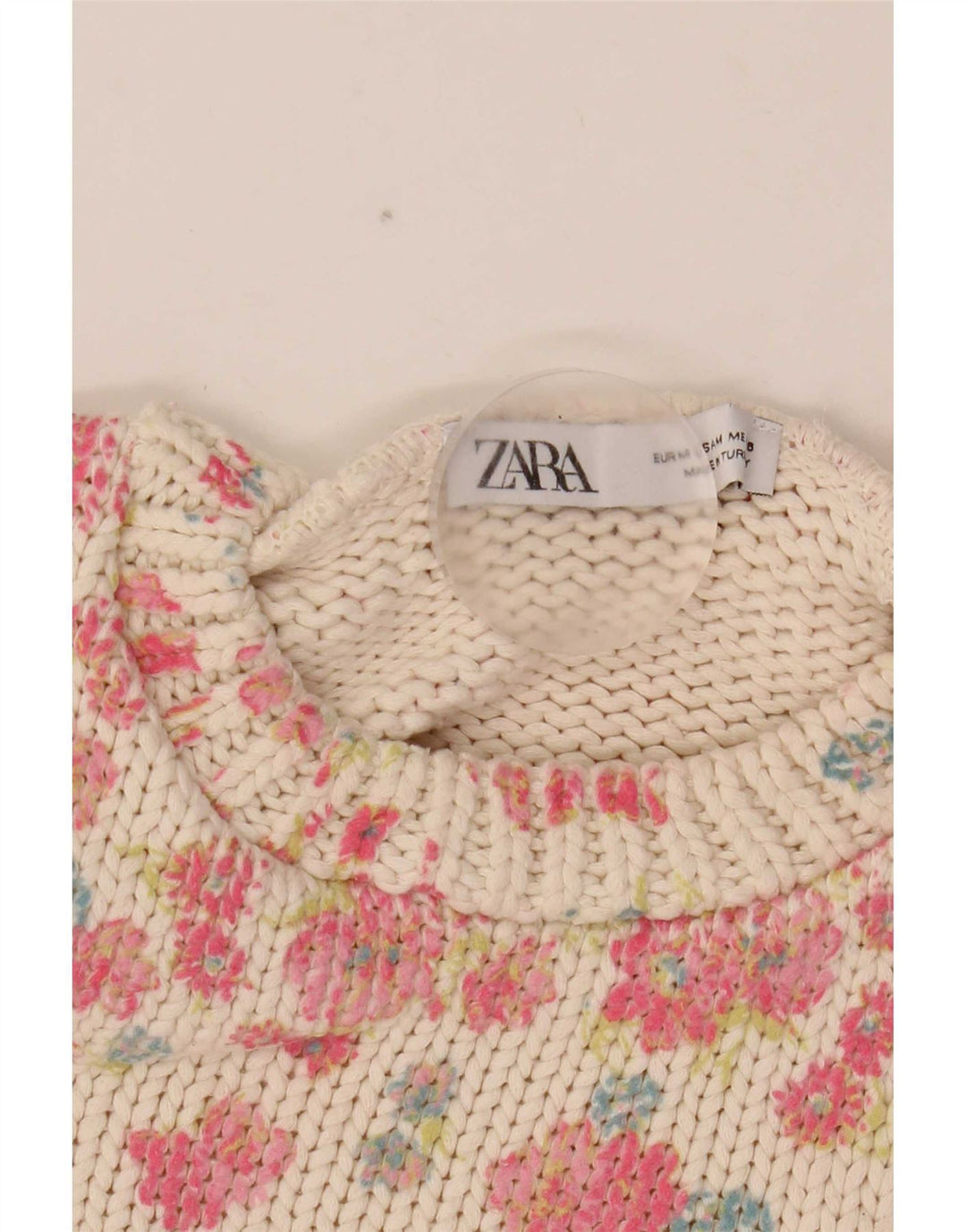 Damski podkoszulek Zara Crop Vest UK 12 Średni biały kwiatowy poliester