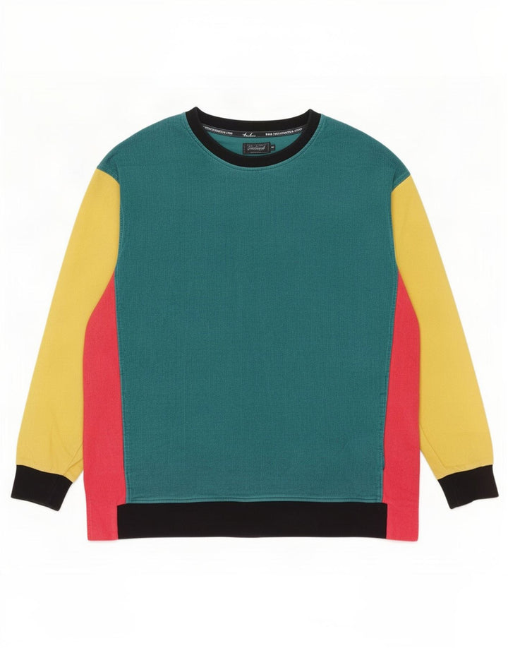 Sweter męski w stylu vintage, średnio wielobarwny, z blokami kolorów