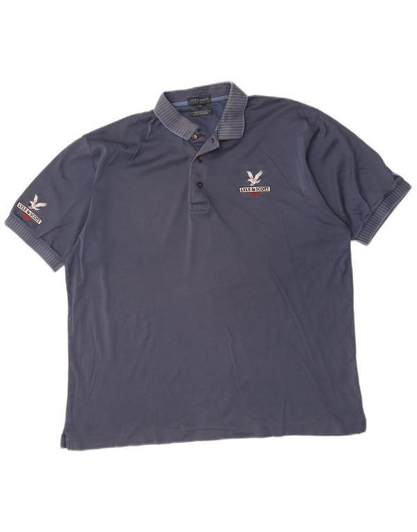 Lyle & Scott Mens Polo Shirt Large Navy Blue Cotton