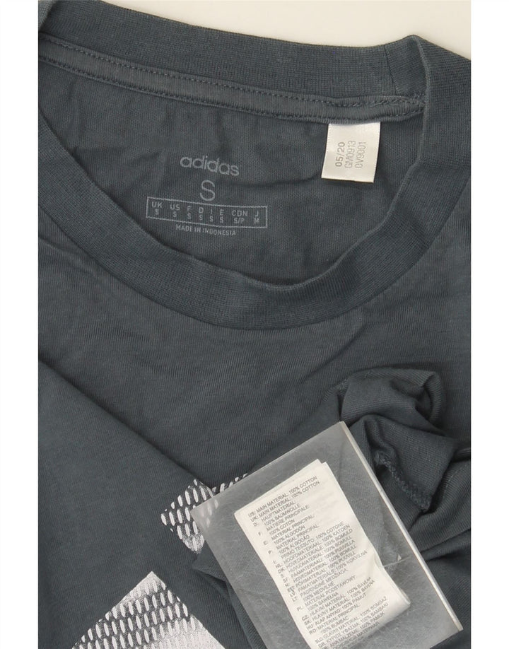 Męska koszulka z grafiką Adidas, mała, niebieska, bawełniana