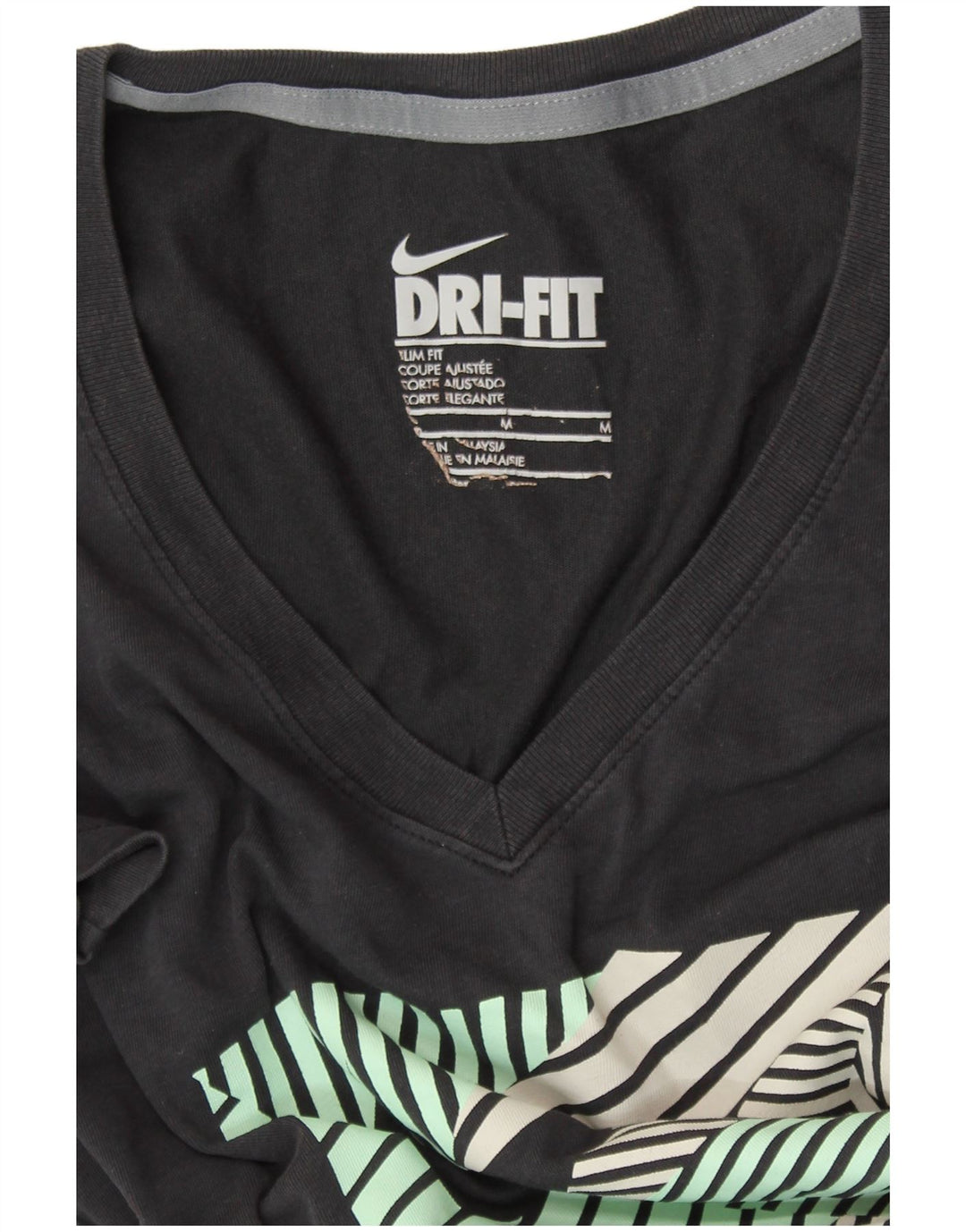 Damski T-shirt NIKE Dri Fit Slim Fit Graphic Top UK 12 Średni Czarny
