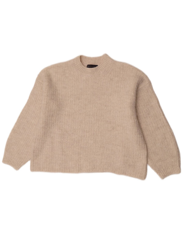 Marks & Spencer Damski sweter z okrągłym dekoltem, UK 14, średni beż, akryl