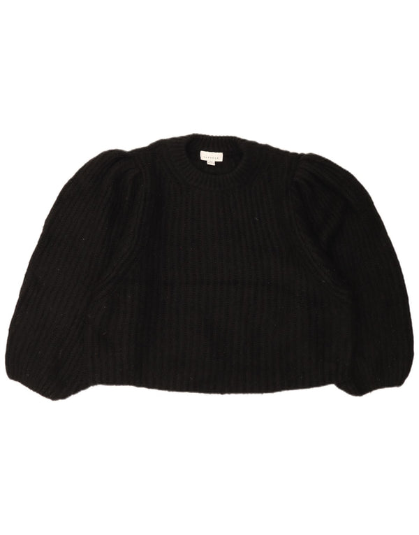 Topshop damski sweter typu Crop Oversize z okrągłym dekoltem UK 14, średni czarny