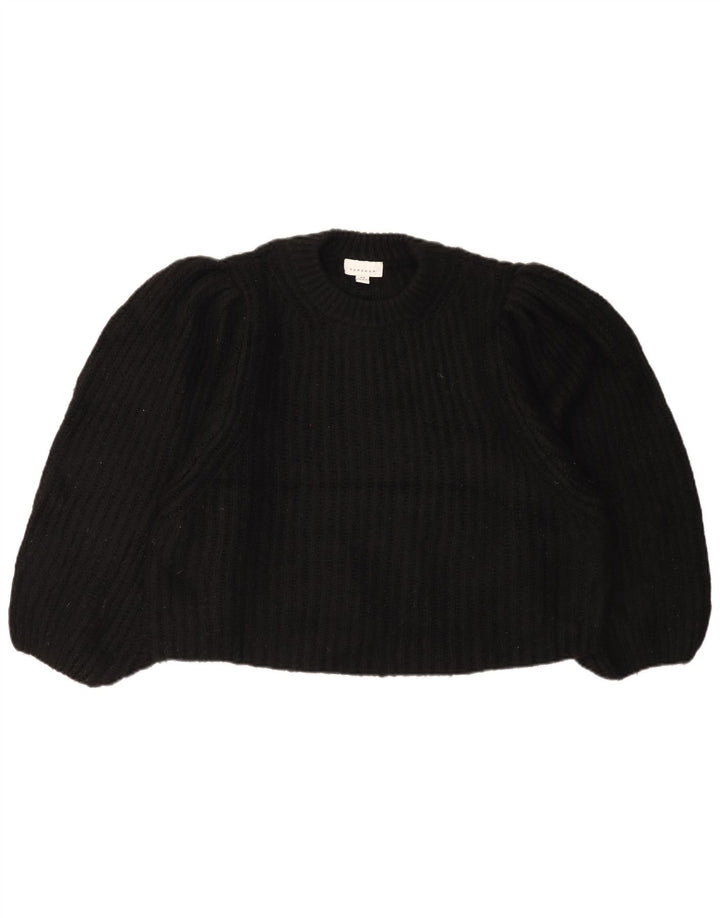 Topshop damski sweter typu Crop Oversize z okrągłym dekoltem UK 14, średni czarny