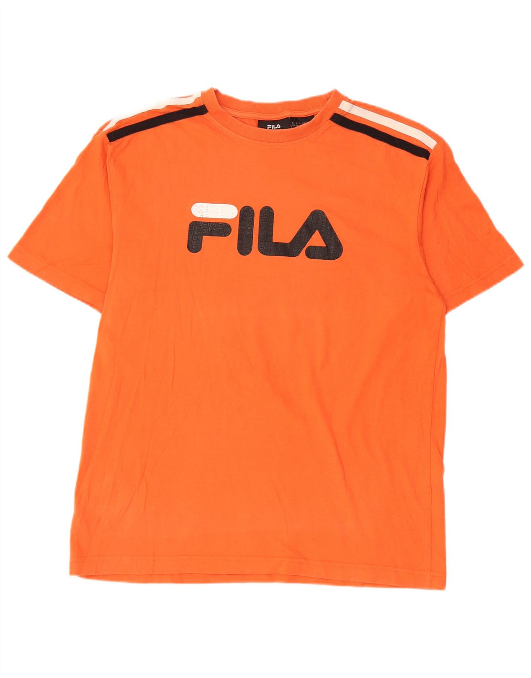 Męski T-shirt Fila z grafiką, średniej wielkości bawełna w pomarańczowe paski
