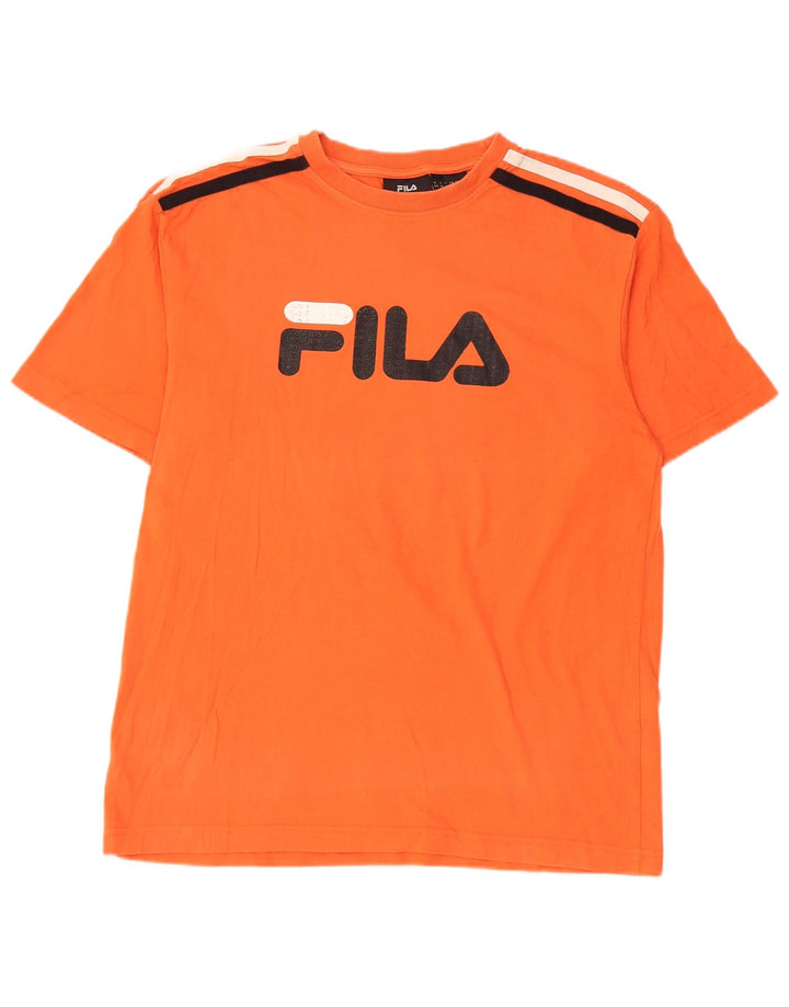 Męski T-shirt Fila z grafiką, średniej wielkości bawełna w pomarańczowe paski