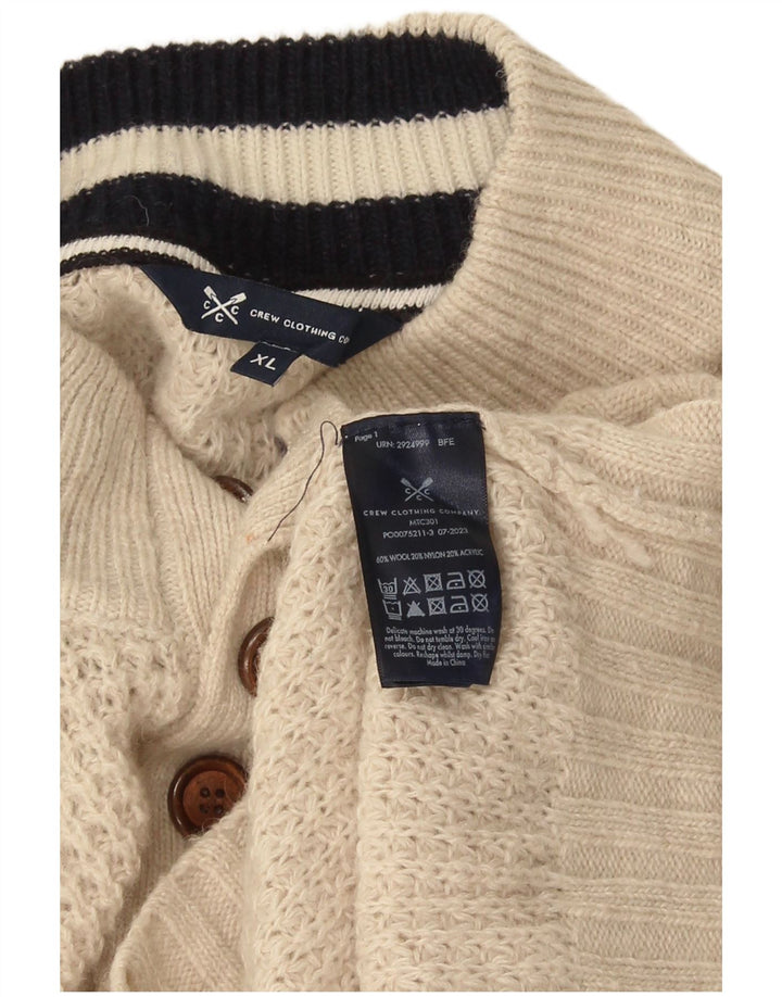 Crew Clothing Męski sweter zapinany na guziki XL Beżowa wełna