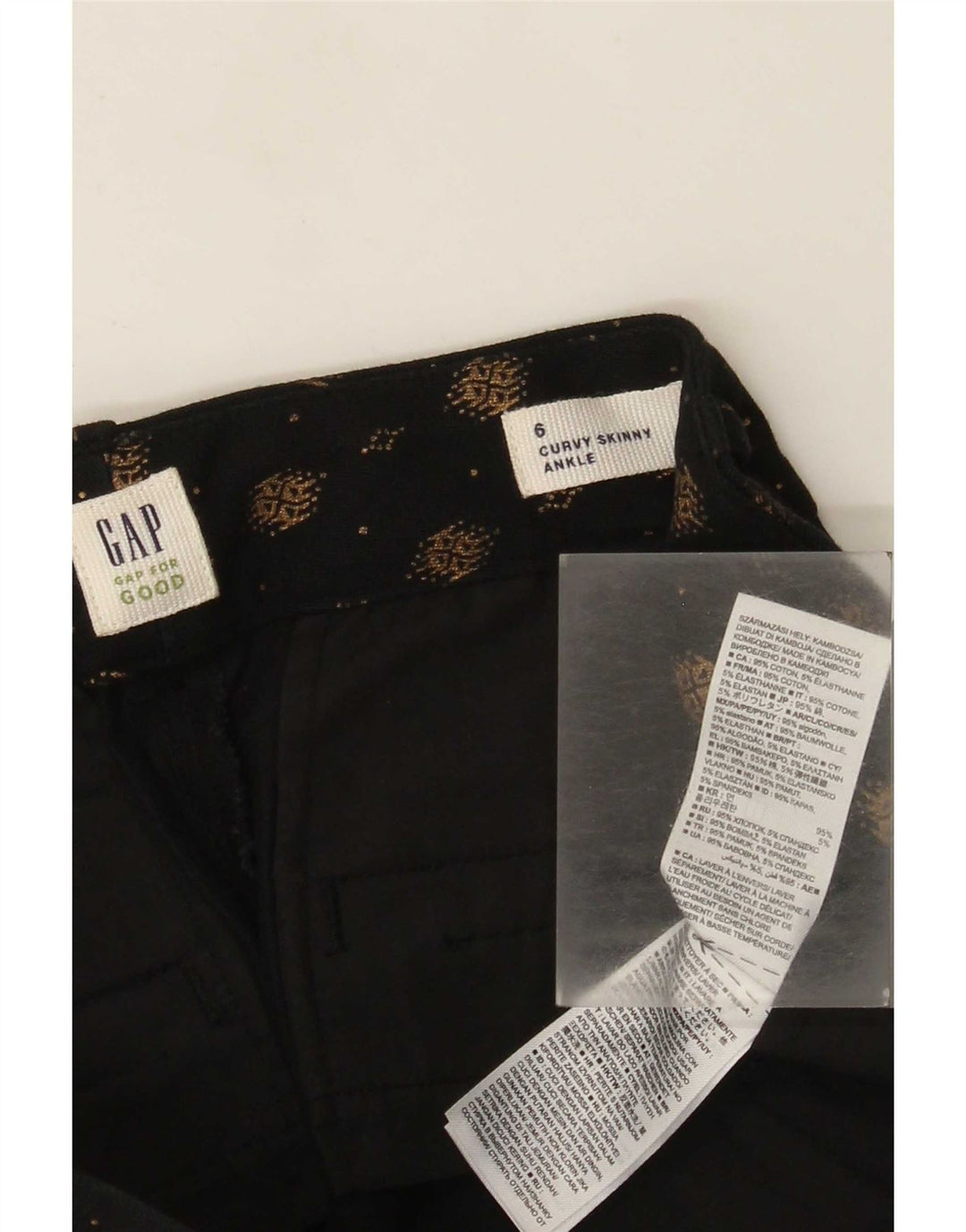 Damskie spodnie Gap z abstrakcyjnym wzorem US 6 Medium W26 L27 czarne