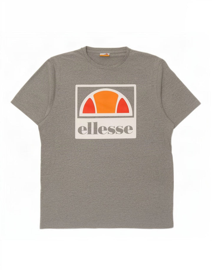 Męski T-shirt z grafiką Ellesse, duży, szary, nakrapiany bawełniany