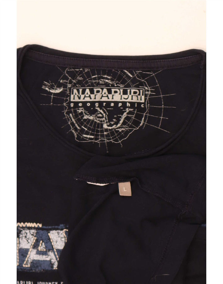 Męski T-shirt z grafiką Napapijri, duży, granatowy