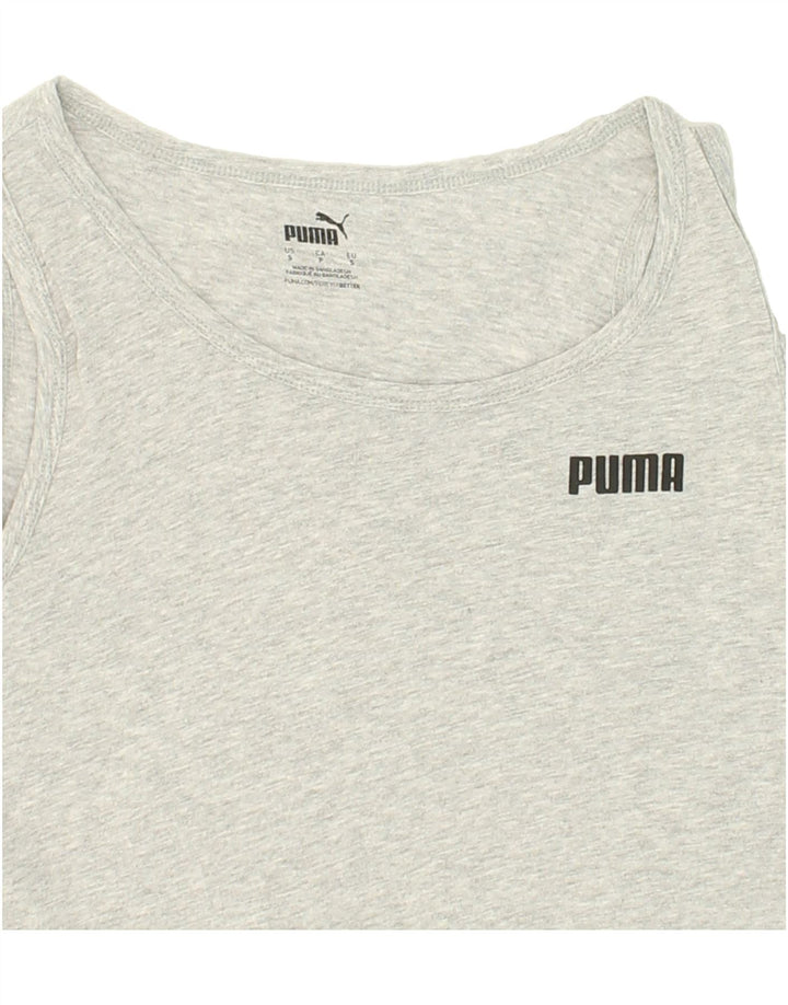 PUMA Womens Vest Top UK 10 Small Grey Cotton Vintage Puma and Second-Hand Puma from Messina Hembry 