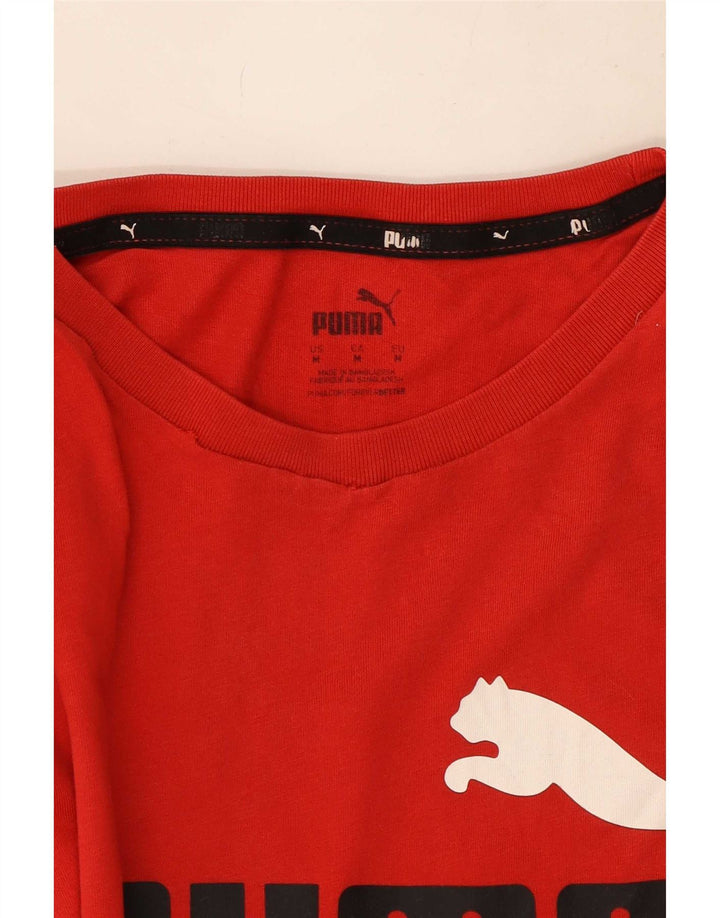 Męska koszulka z grafiką Puma, bawełniana, średnia czerwona