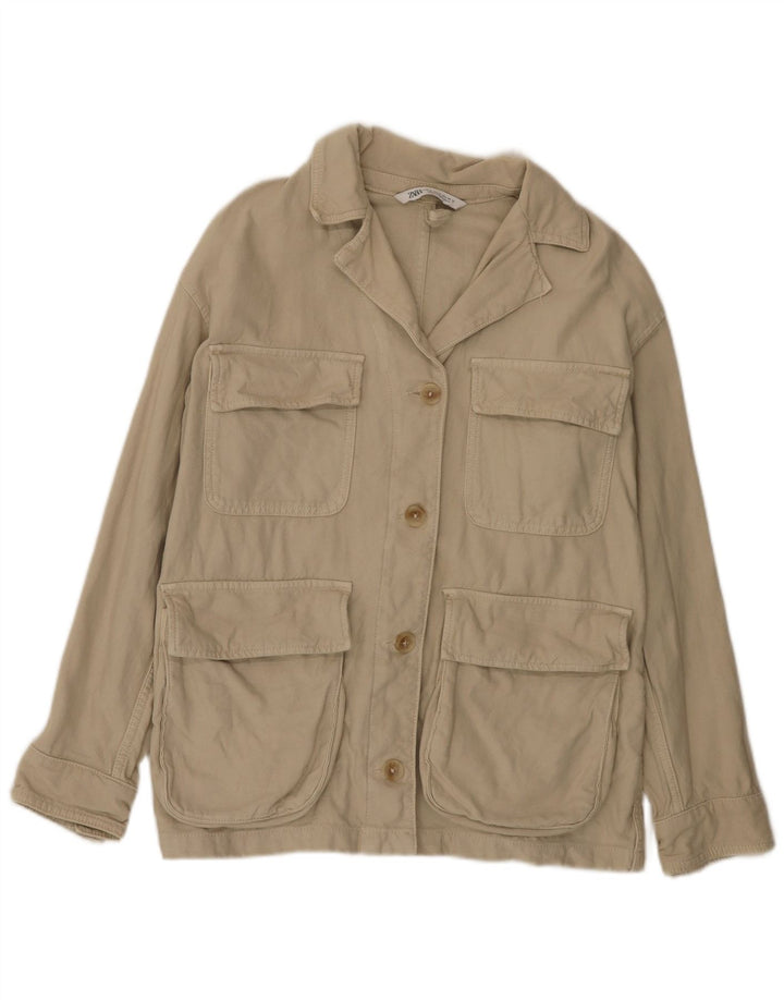 Damska kurtka oversize Zara UK 10, mała, bawełniana khaki