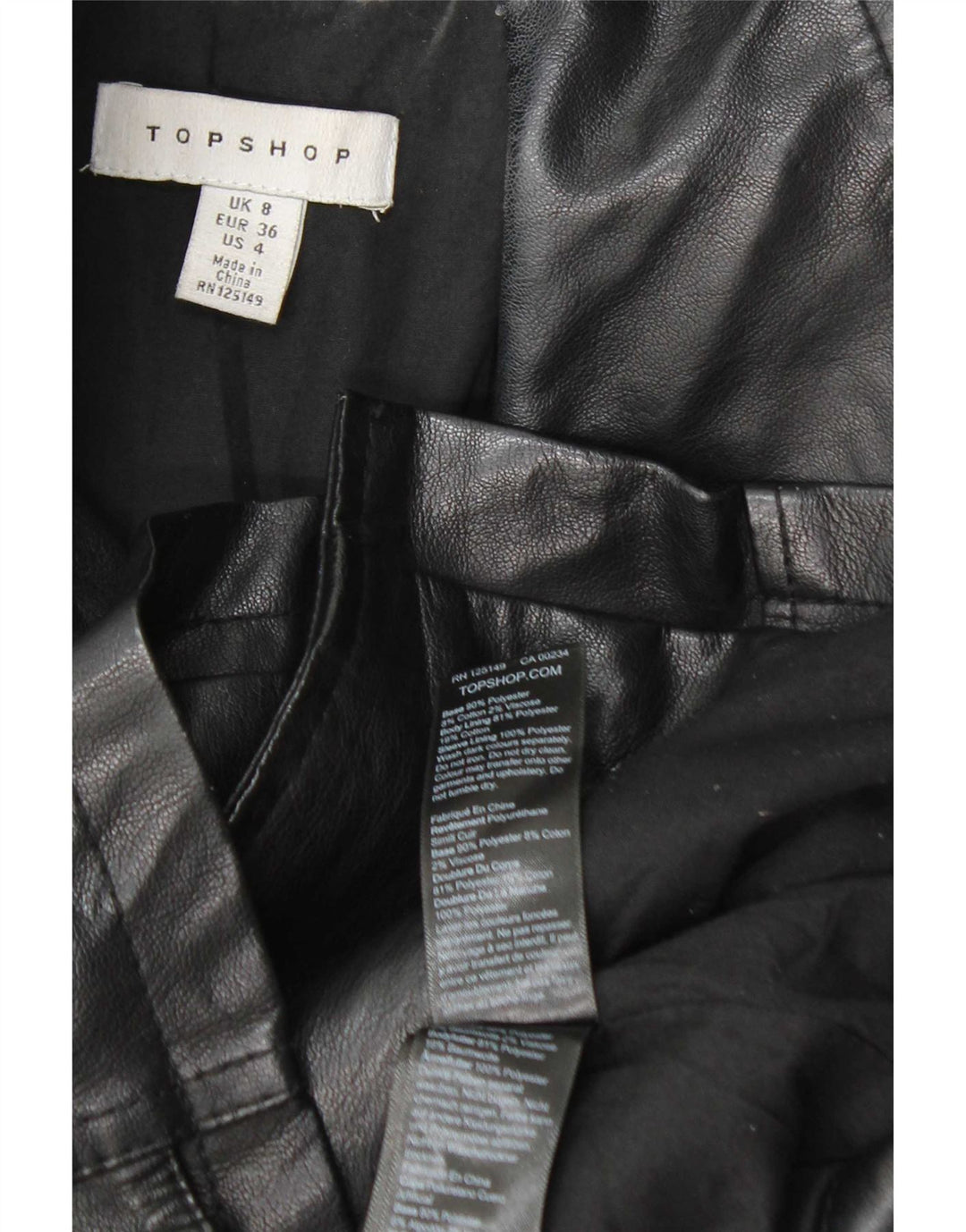 Damska kurtka motocyklowa Topshop UK 8, mała, czarna, z poliestru