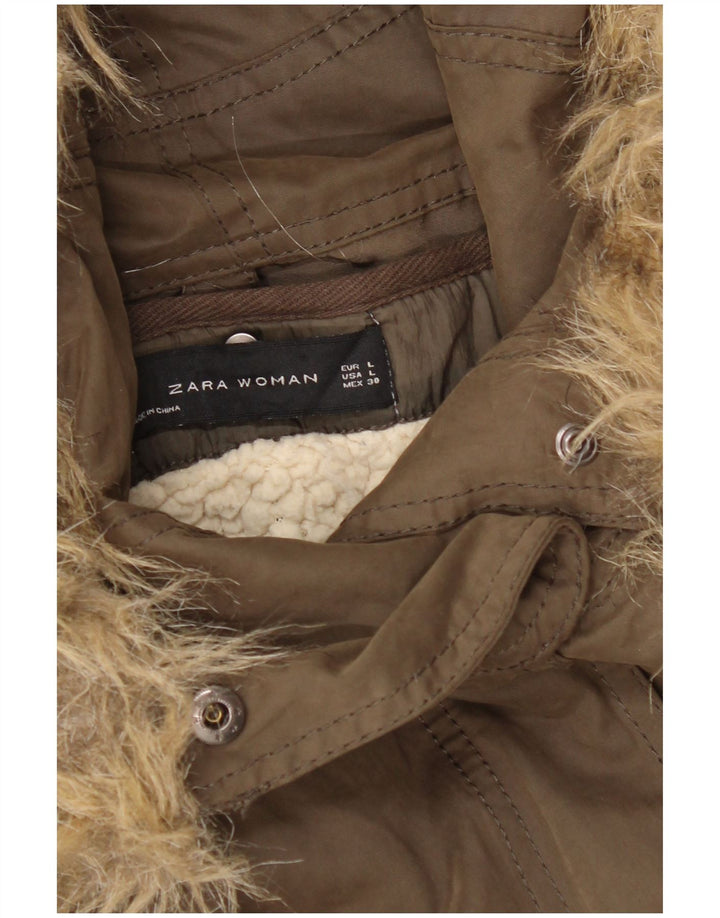 Damska kurtka wiatrówka z kapturem Zara UK 16, duża, khaki