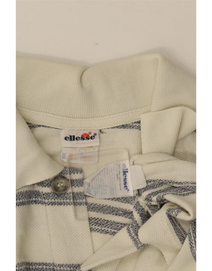 Męska koszulka polo Ellesse UK 38, bawełniana w średnie białe paski