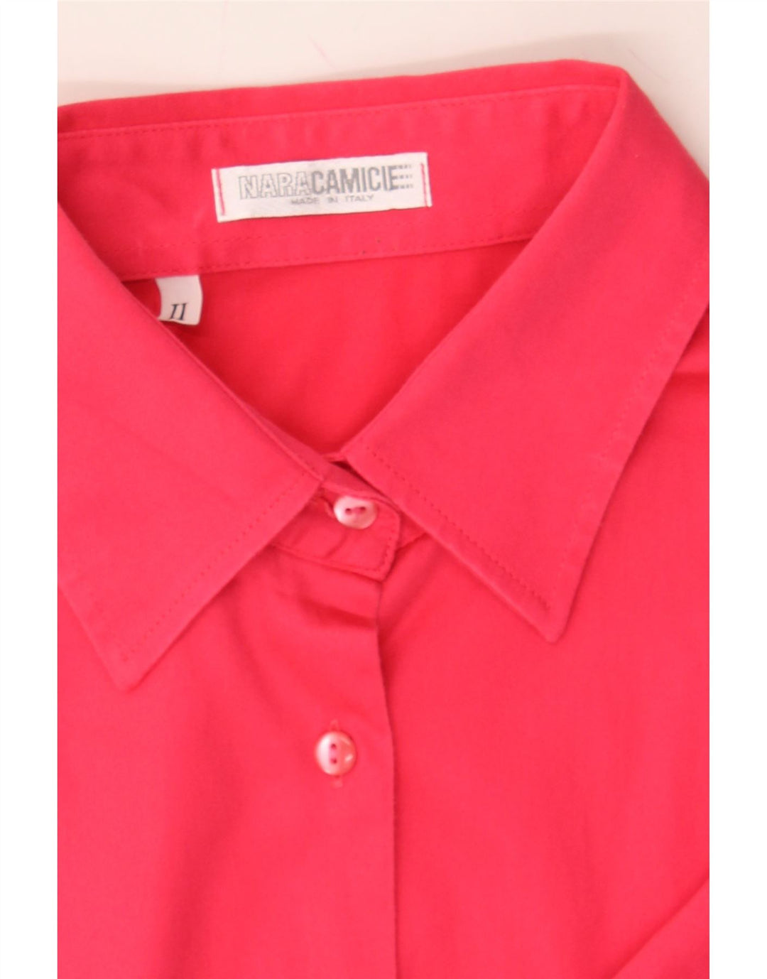 NARACAMICIE Womens Short Sleeve Shirt UK 12 Medium Pink Cotton Vintage Naracamicie and Second-Hand Naracamicie from Messina Hembry 