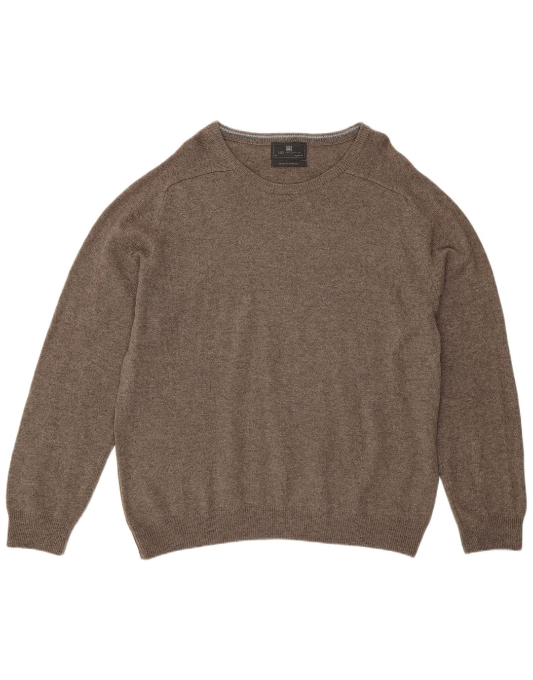 Marks & Spencer Męski sweter z okrągłym dekoltem XL, szary, z owczej wełny