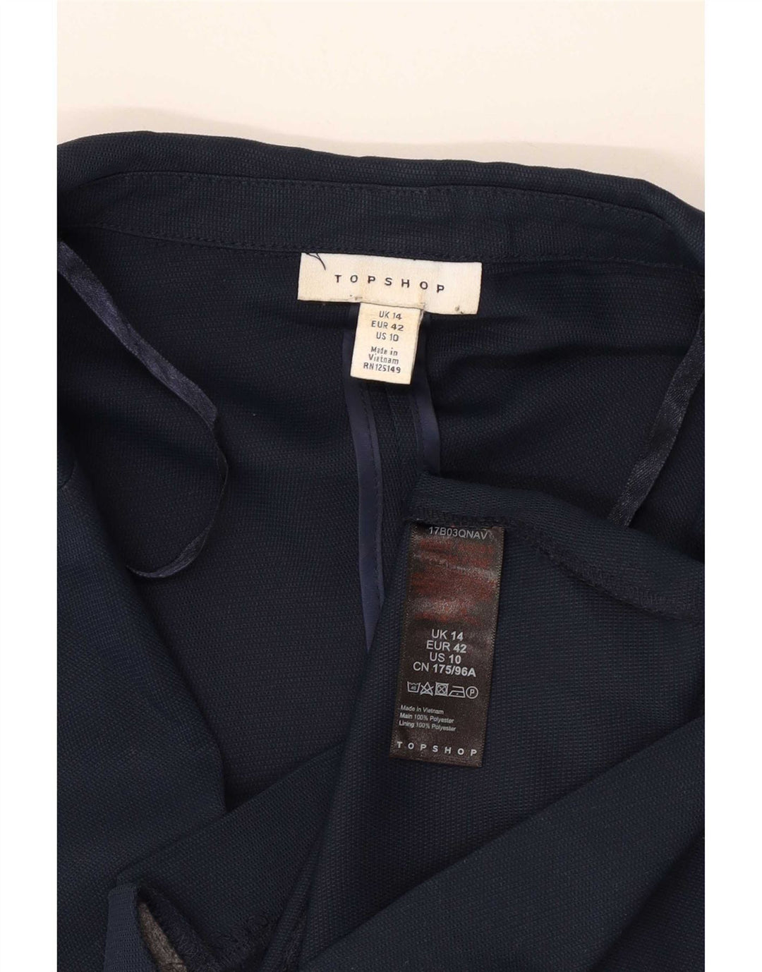 Damska marynarka zapinana na 1 guzik Topshop UK 14, duży granatowy poliester
