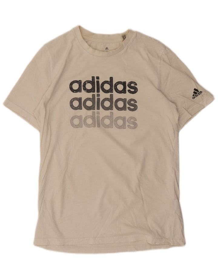 Męska koszulka z grafiką Adidas, mała, biała, bawełniana