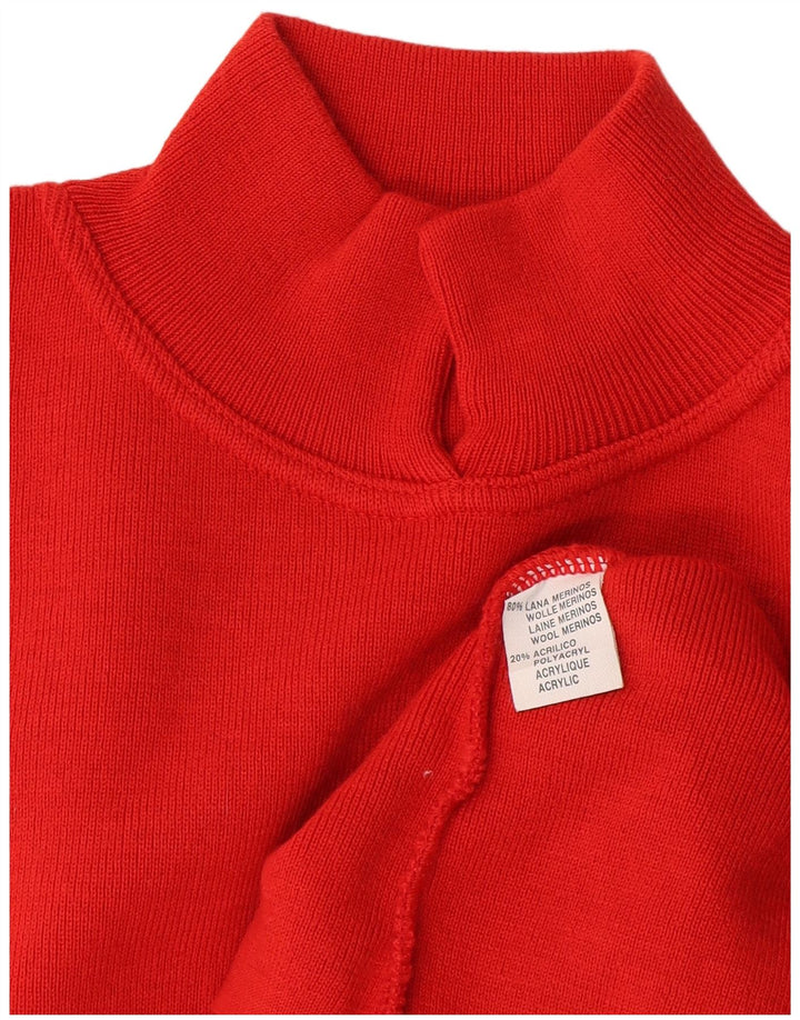 Sweter damski w stylu vintage z golfem UK 14, duża pomarańczowa wełna