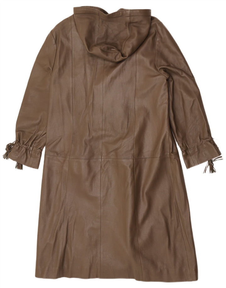 Vintage damski płaszcz skórzany z kapturem EU 38, średnio brązowa skóra