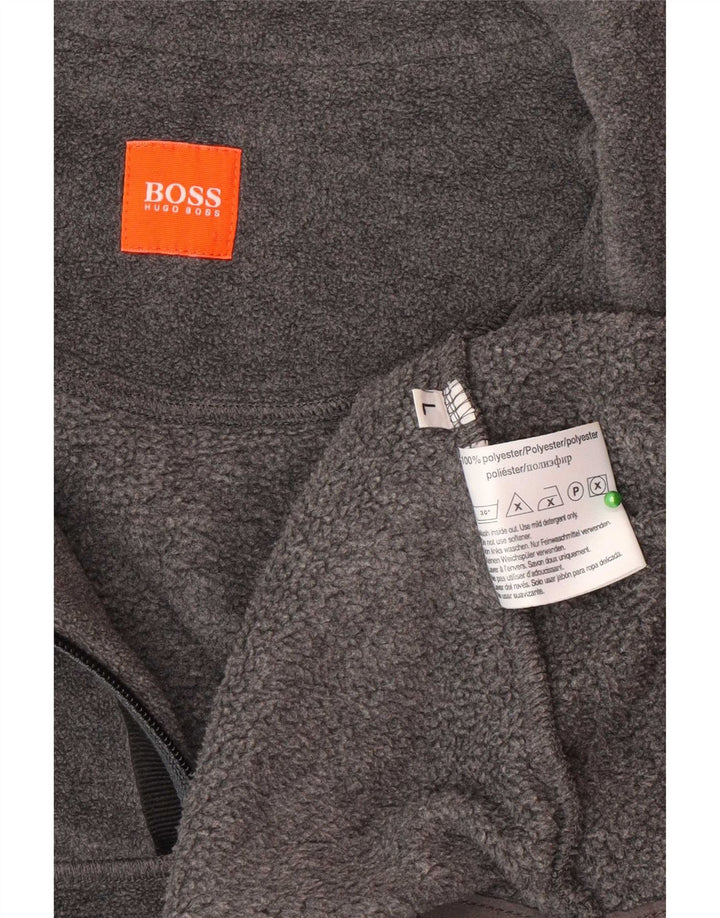 Męski sweter polarowy z zamkiem błyskawicznym Hugo Boss, duży, szary poliester