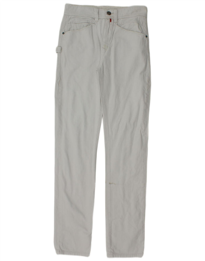 Damskie dżinsy Guru Slim Straight W28 L34 Niebieska bawełna w jodełkę