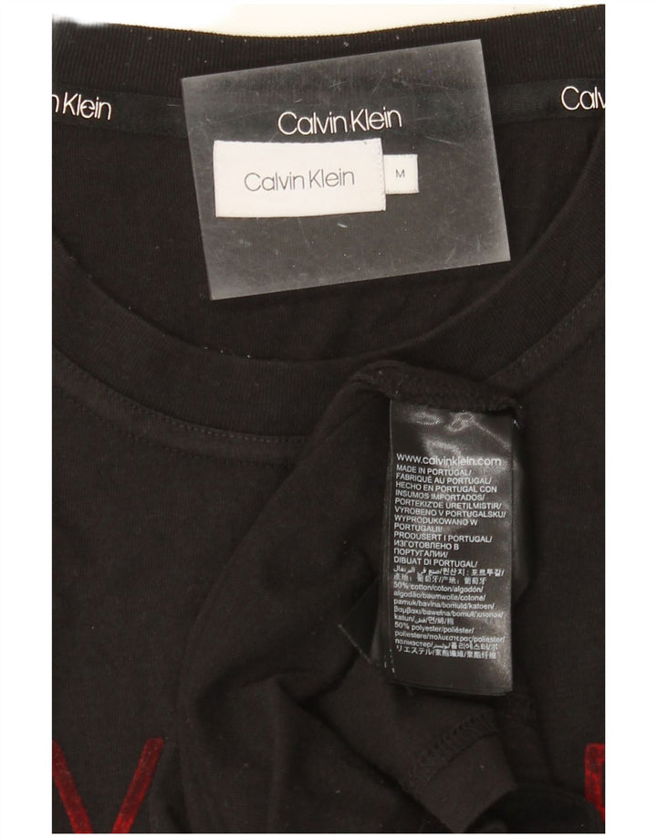 Męska koszulka z grafiką CALVIN KLEIN, średnia czarna, bawełniana