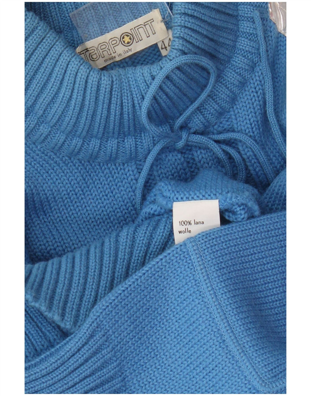 Sweter damski w stylu vintage z golfem IT 44 w kolorze średnioniebieskim