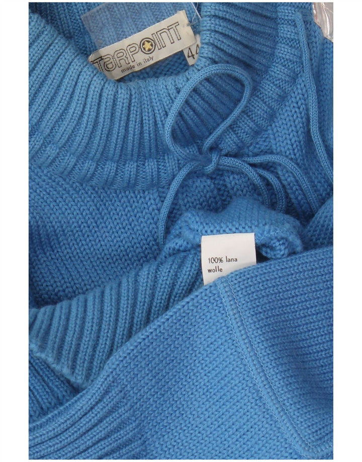 Sweter damski w stylu vintage z golfem IT 44 w kolorze średnioniebieskim