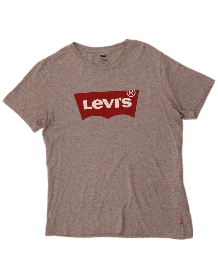 Męska koszulka z grafiką Levi's, średnia, szara, bawełniana nakrapiana