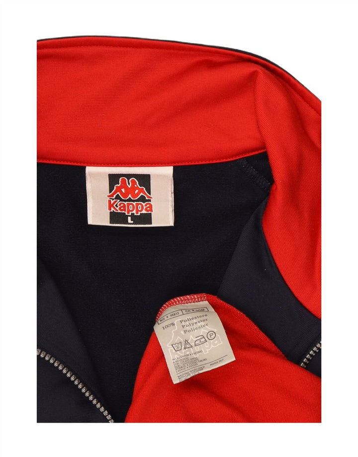 Męska kurtka dresowa Kappa z grafiką, duża, granatowa, z blokami kolorów