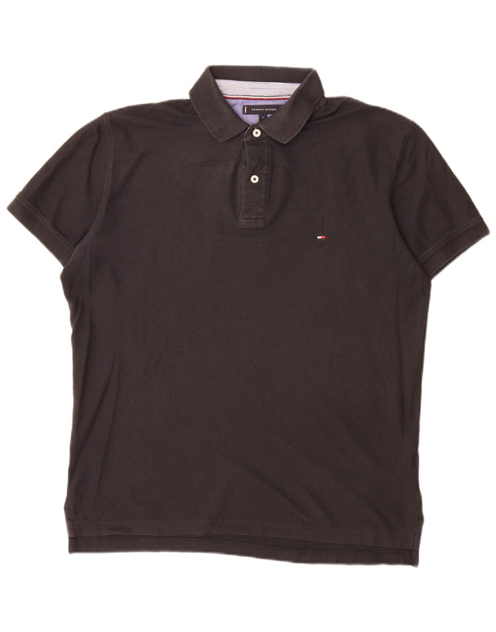 Męska koszulka polo Tommy Hilfiger o regularnym kroju, duża, czarna, bawełniana
