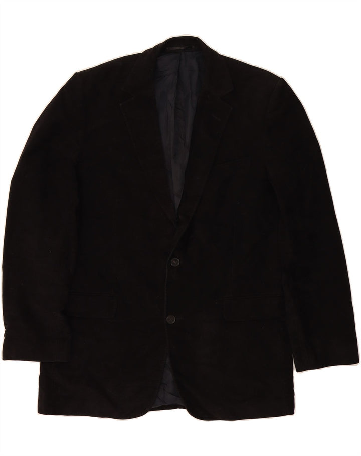 JAEGER Mens 2 Button Blazer Jacket UK 42 XL Black Cotton Vintage Jaeger and Second-Hand Jaeger from Messina Hembry 