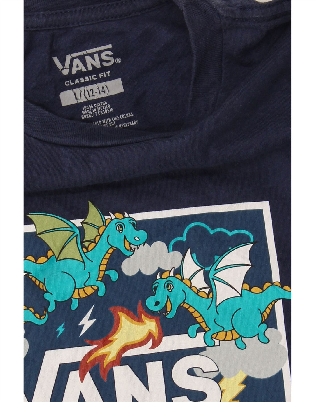 Chłopięcy T-shirt VANS o klasycznym kroju z grafiką, rozmiar 12-13 lat, rozmiar granatowy
