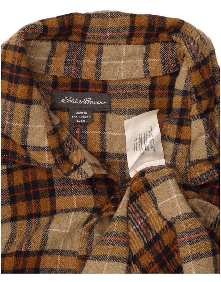 Koszula flanelowa męska EDDIE BAUER w małą beżową kratkę, bawełniana