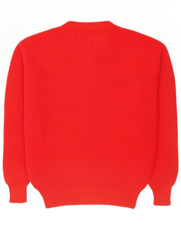 Męski sweter z okrągłym dekoltem w stylu vintage UK 50 3XL Czerwona wełna