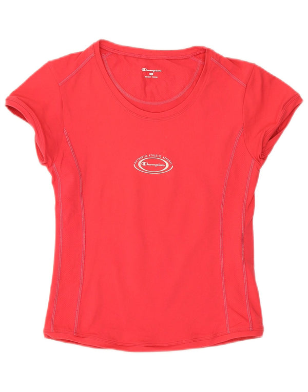 Champion Womens Crop Graphic T-Shirt Top UK 8 Small Pink Polyamide