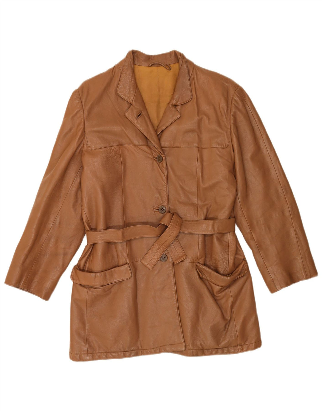 Damska kurtka skórzana w stylu vintage IT 44 Średniobrązowa skóra